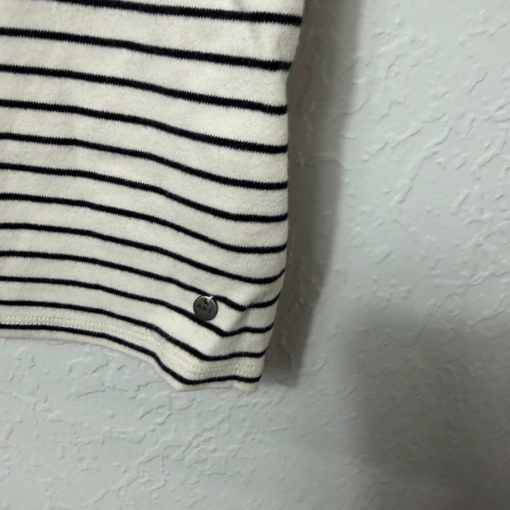 Abercrombie & Fitch Essentials Mock Neck Striped Short Sleeve Top Cream Black M - Picture 4 of 11
